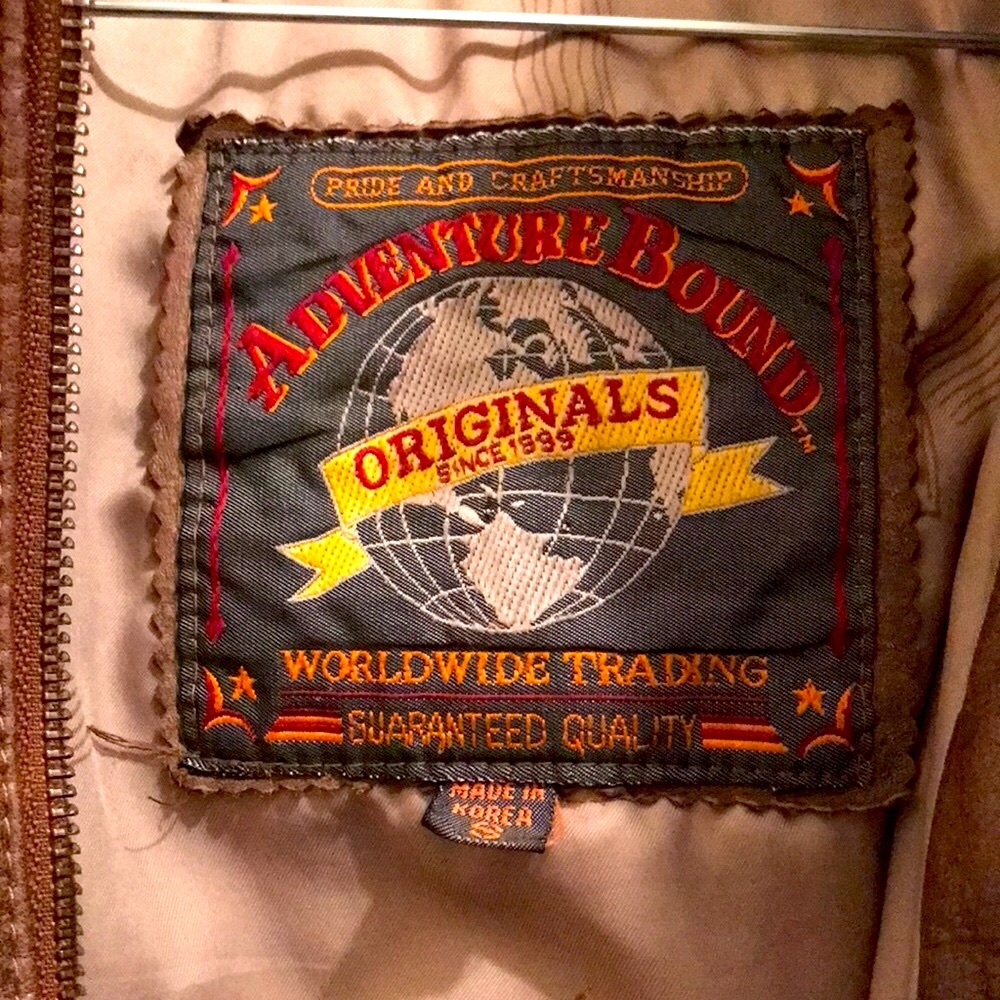 Brown leather bomber jacket with zip off hood - Picture 2 of 8